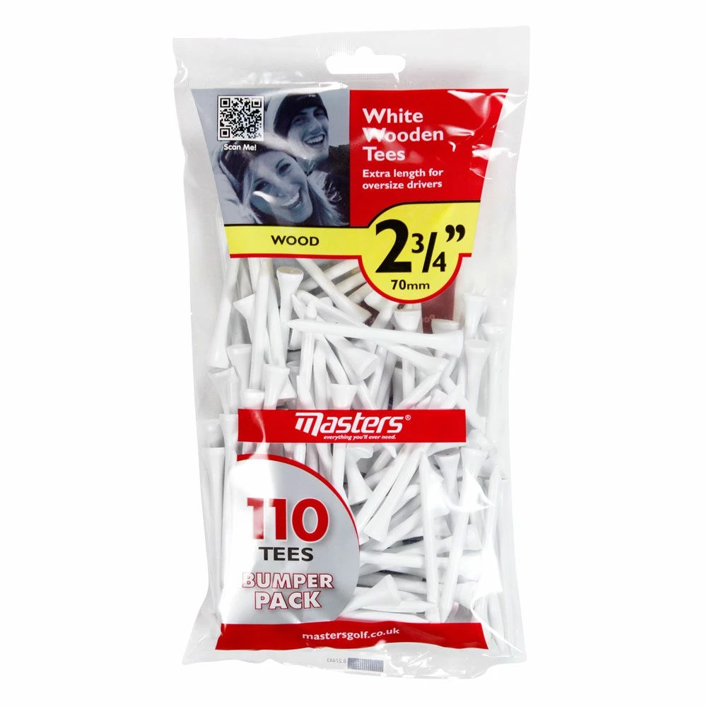 Masters White Wooden Tees 70mm Bumper Pack
